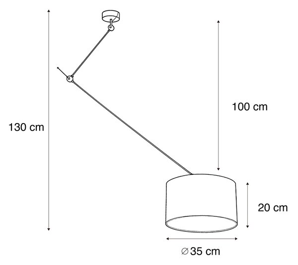 Lampa wisząca czarna z brązowym, aksamitnym kloszem 35 cm - Blitz