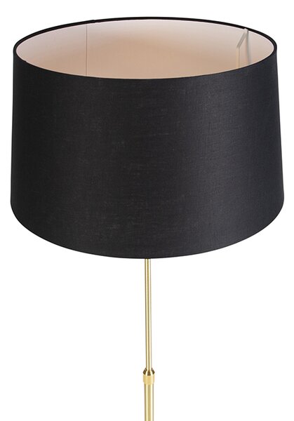 Lampa stojąca złota/mosiężna z czarnym abażurem lnianym 45 cm - Parte