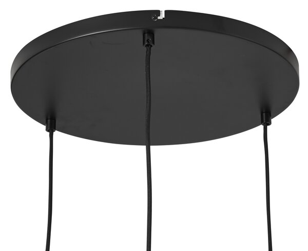 Lampa wisząca Japandi czarna z brązowym materiałowym kloszem 3-źródła światła - Bida