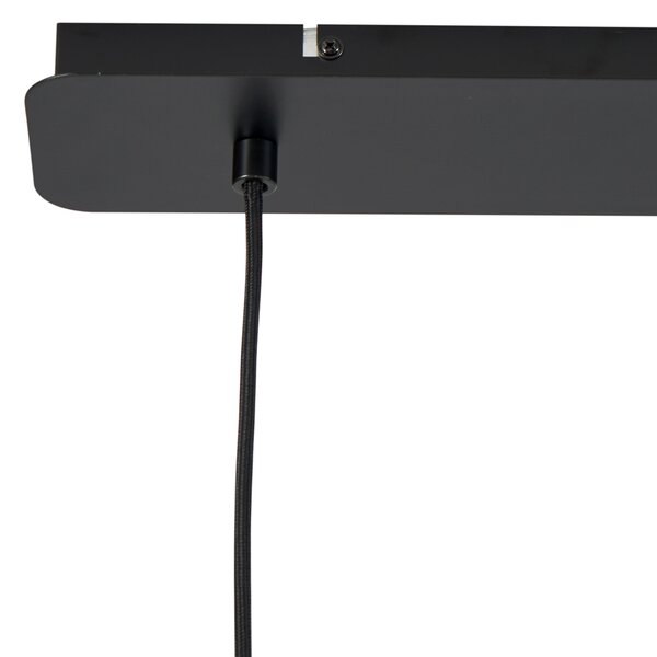 Lampa wisząca Japandi czarna z brązowym materiałowym kloszem 2-źródła światła - Bida