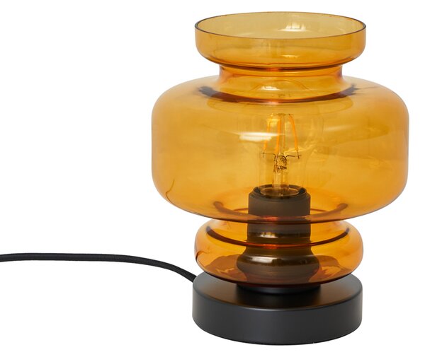 Lampa stołowa w stylu retro czarna z pomarańczowym szkłem - Denise