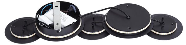 Nowoczesny kinkiet czarny z LED z 3-stopniową regulacją jasności 5-punktowy - Sunrise
