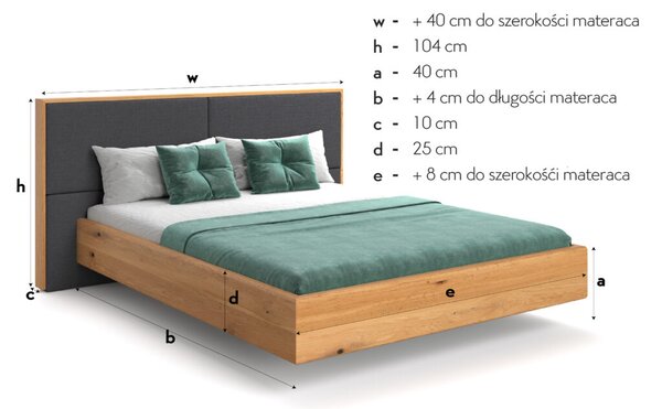 Łóżko lewitujące Dome z litego drewna Olcha 160x200 cm Danzz