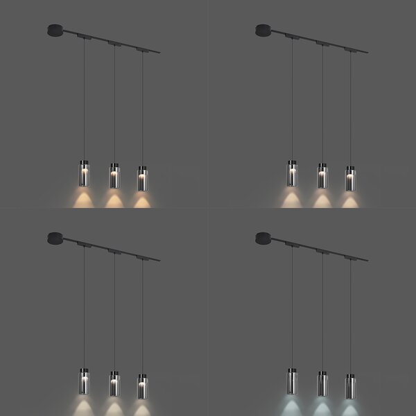 Nowoczesny system oświetlenia szynowego z 3 czarnymi lampami wiszącymi 1-fazowymi - Magnetic Vance