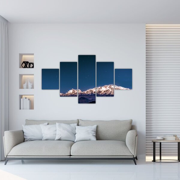 Obraz gór i nocnego nieba (125x70 cm)