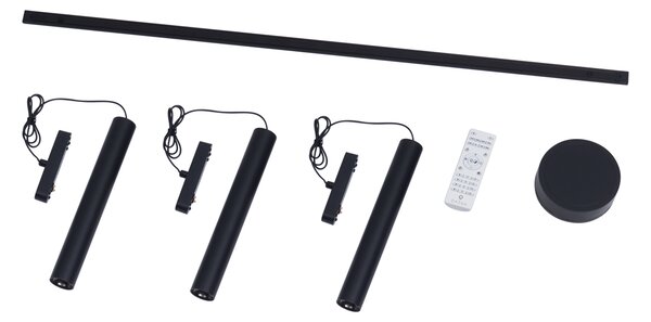 Nowoczesny system oświetlenia szynowego z 3 czarnymi lampami wiszącymi 1-fazowymi - Magnetic Cassie