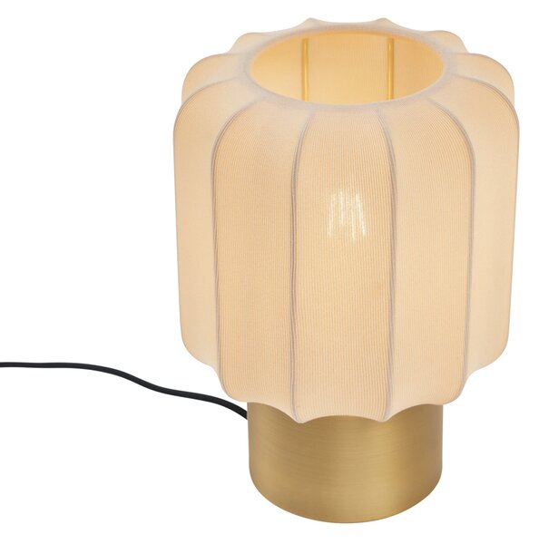 Lampa stołowa Japandi złota z beżowym kloszem - Pluni