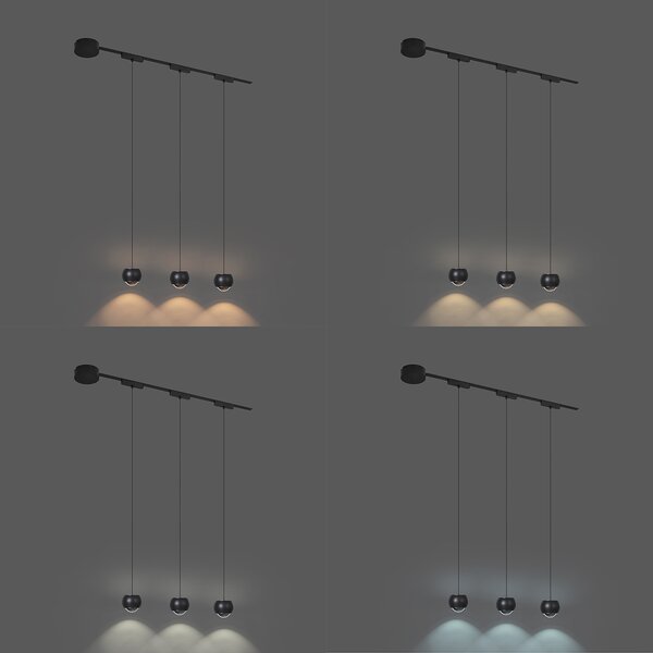 Nowoczesny system oświetlenia szynowego z 3 czarnymi lampami wiszącymi 1-fazowymi - Magnetic Lance