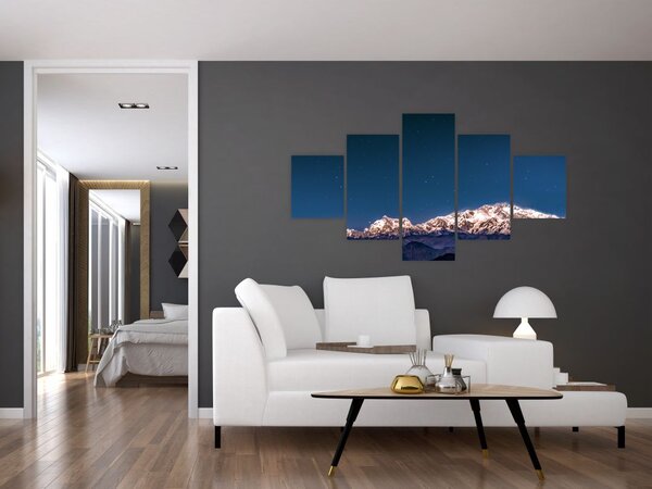 Obraz gór i nocnego nieba (125x70 cm)
