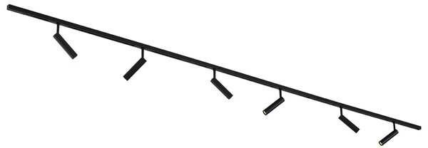 Nowoczesny system oświetlenia szynowego Slimline Uzzy z 6 czarnymi reflektorami jednofazowymi