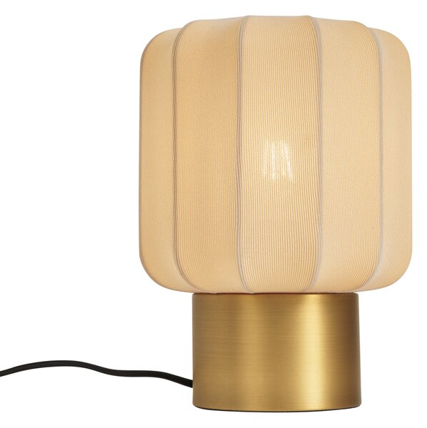 Lampa stołowa Japandi złota z beżowym kloszem - Pluni