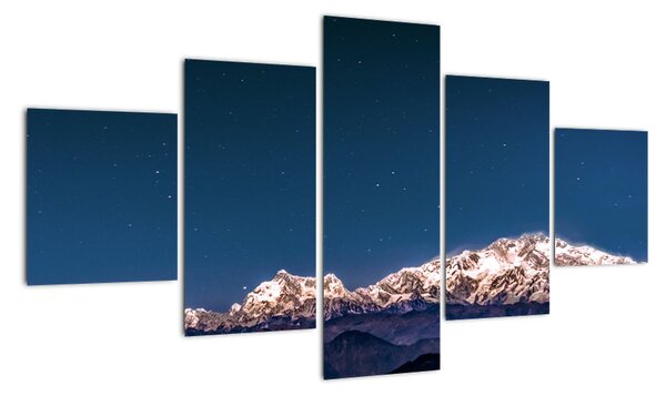 Obraz gór i nocnego nieba (125x70 cm)