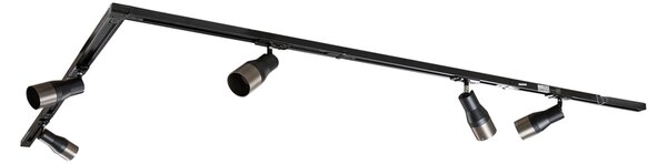 Nowoczesny system oświetlenia szynowego z 5 reflektorami w kolorze ciemnoszarego metalu - Iconic Kohua