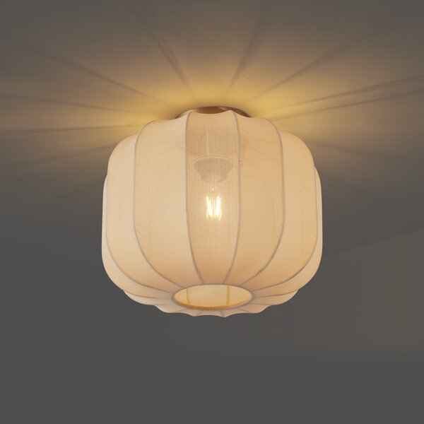 Lampa sufitowa Japandi złota z beżowym kloszem - Pluni