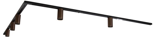 Nowoczesny system oświetlenia szynowego z 5 reflektorami w kolorze ciemnego brązu, 1-fazowy, GU10, 50 mm - Iconic Ruby
