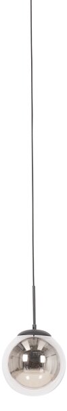 Lampa wisząca Art Deco czarna z przydymionym szkłem z adapterem szynowym 1-fazowym - Iconic Flore