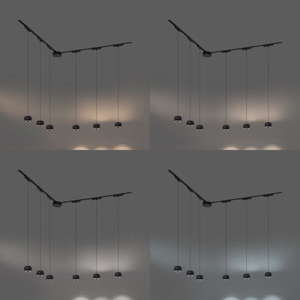 Nowoczesny system oświetlenia szynowego z 6 czarnymi lampami wiszącymi jednofazowymi - Magnetic Lance