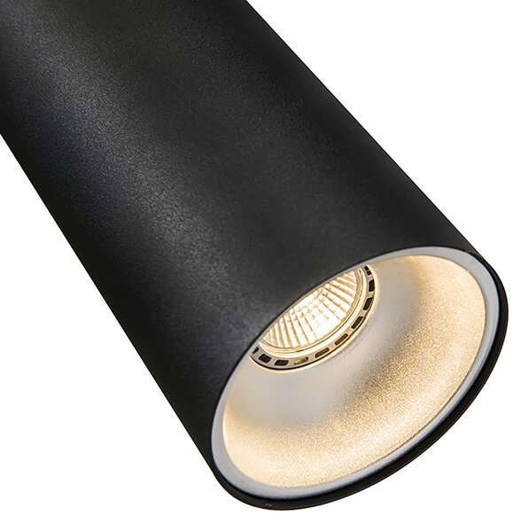 Designerska lampa wisząca czarna z adapterem szynowym 1-fazowym - Iconic Tubo