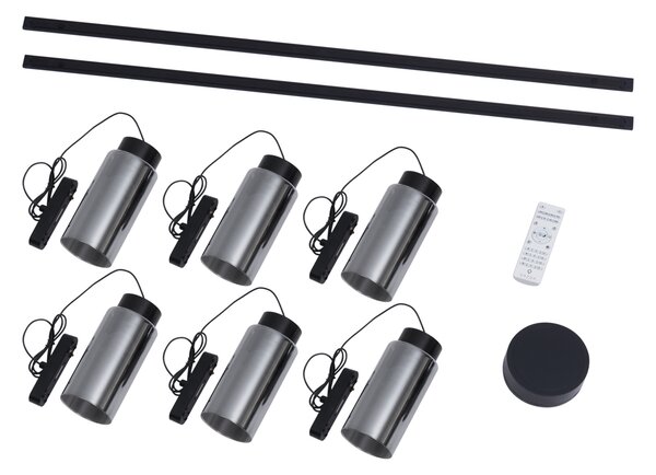 Nowoczesny system oświetlenia szynowego z 6 czarnymi lampami wiszącymi 1-fazowymi - Magnetic Vance