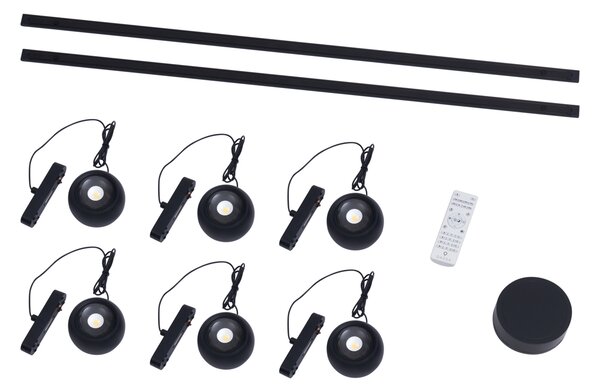 Nowoczesny system oświetlenia szynowego z 6 czarnymi lampami wiszącymi jednofazowymi - Magnetic Lance