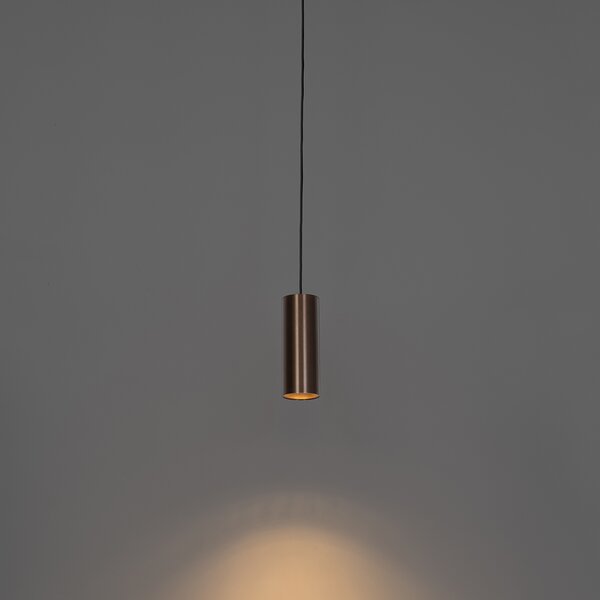 Designerska lampa wisząca ciemny brąz z adapterem szynowym 1-fazowym - Iconic Tubo