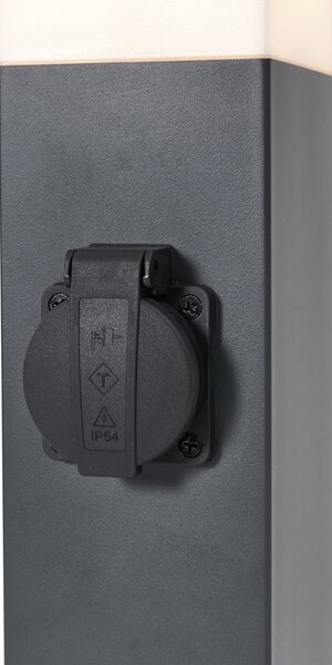 Lampa zewnętrzna ciemnoszara ze szkłem opalowym 45 cm IP44 z gniazdem i czujnikiem ruchu - Malios