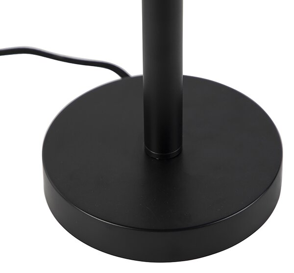 Lampa stołowa czarna z owalnym lnianym abażurem białym 35 cm - Simplo