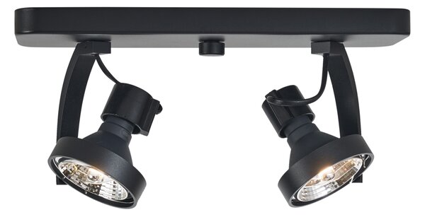 Designerski reflektor sufitowy czarny GU10 70mm 2-źródła światła regulowany - Vo