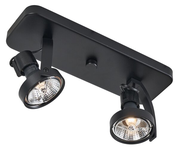 Designerski reflektor sufitowy czarny GU10 70mm 2-źródła światła regulowany - Vo