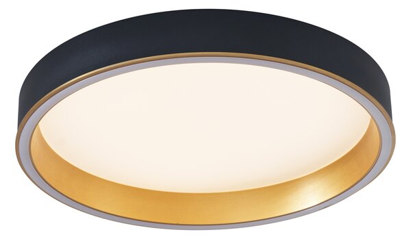 Designerska lampa sufitowa czarna ze złotem 40 cm z 3-stopniowym przełącznikiem LED - Ingo