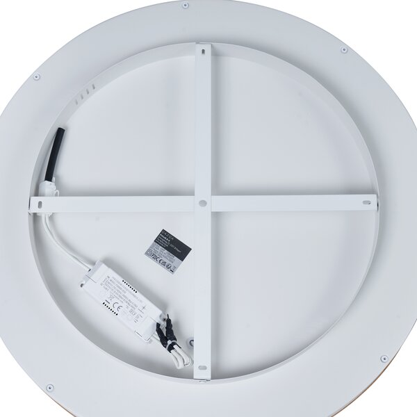 Designerska lampa sufitowa biała z drewnem 60 cm z LED z 3-stopniowym przełącznikiem - Ingo