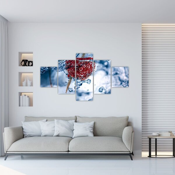 Obraz - szczegół maliny w wodzie (125x70 cm)