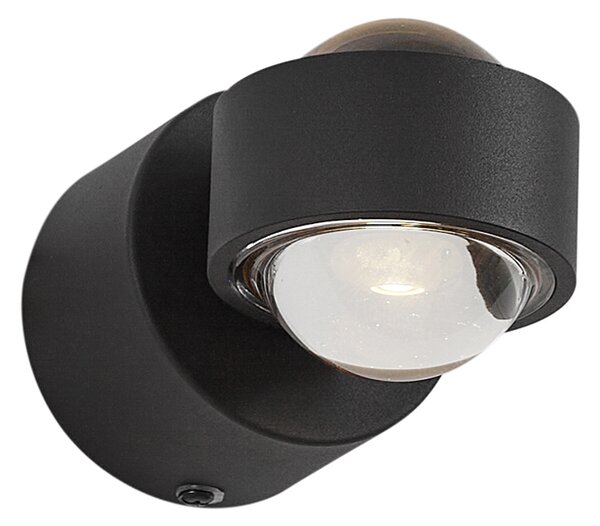 Designerski kinkiet czarny z LED IP44 - Lens