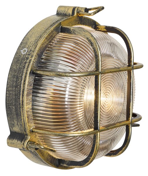 Zewnętrzna lampa ścienna i sufitowa antyczne złoto okrągła IP44 - Noutica