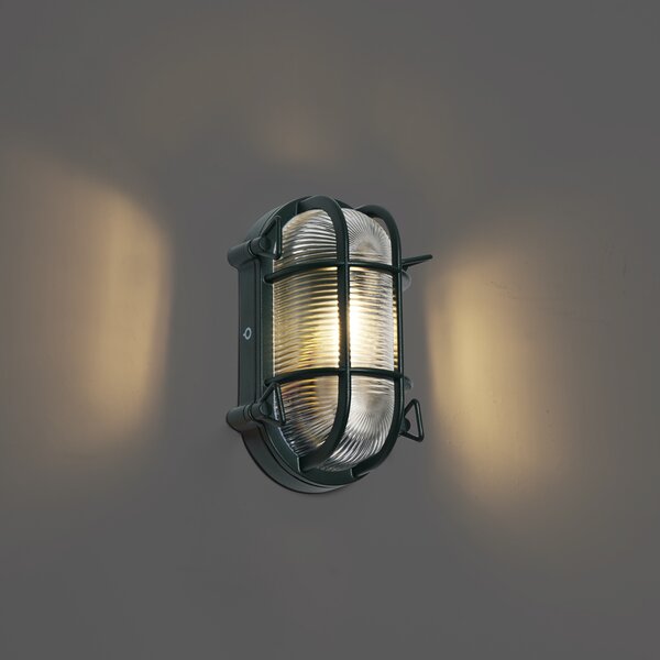 Zewnętrzna lampa ścienna i sufitowa ciemnozielona owalna IP44 - Noutica