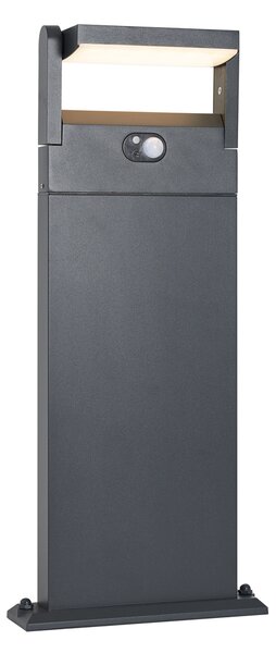 Zewnętrzna lampa słupkowa ciemnoszara z czujnikiem ruchu 60 cm IP54 Solarna - Judge