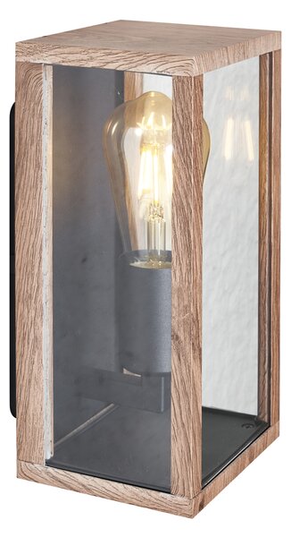 Industrialny kinkiet z nadrukiem drewna 26 cm IP44 - Charlois