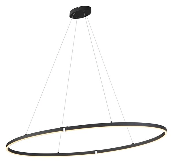 Designerska lampa wisząca czarna owalna 120 cm z LED z 3-stopniową regulacją ściemniania - Ovallo
