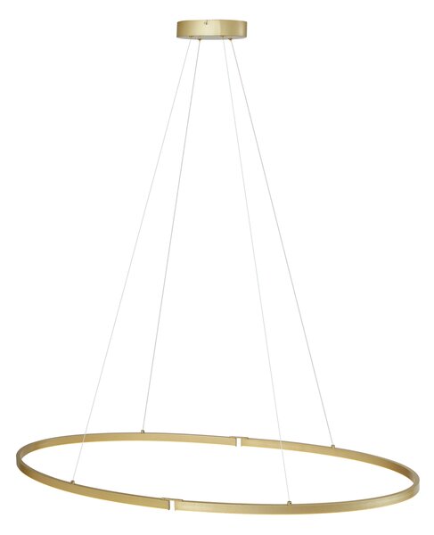Designerska lampa wisząca mosiężna 120 cm z LED z 3-stopniowym ściemnianiem - Ovallo