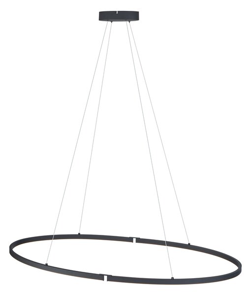Designerska lampa wisząca czarna owalna 120 cm z LED z 3-stopniową regulacją ściemniania - Ovallo