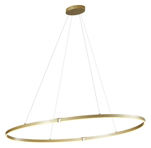 Designerska lampa wisząca mosiężna 120 cm z LED z 3-stopniowym ściemnianiem - Ovallo