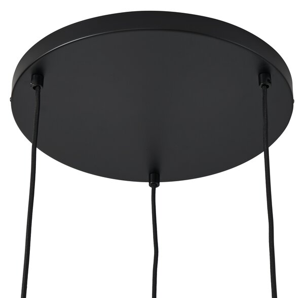 Retro Lampa Wisząca Czarna z Pomarańczowym Wnętrzem 3-punktowa - Felt