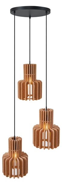 Retro Lampa Wisząca Czarna z Pomarańczowym Wnętrzem 3-punktowa - Felt