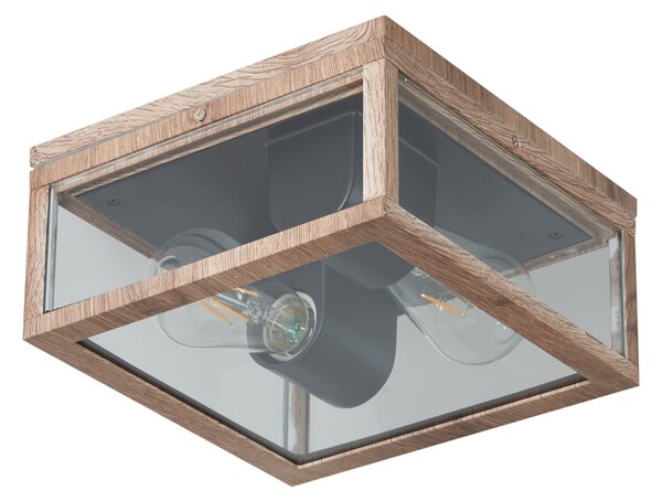 Industrialna lampa sufitowa z nadrukiem drewna IP44 2-źródła światła - Charlois