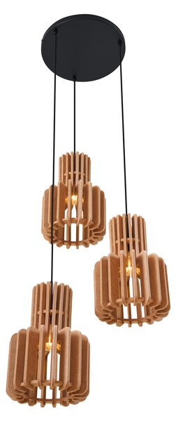 Retro Lampa Wisząca Czarna z Pomarańczowym Wnętrzem 3-punktowa - Felt
