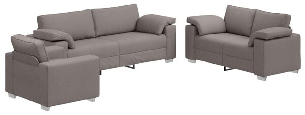 Sofa 3 szt. ciemnoszary tkanina lniana