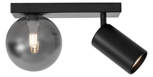 Nowoczesna lampa sufitowa czarna 2-punktowa z możliwością przechylania - Lesly