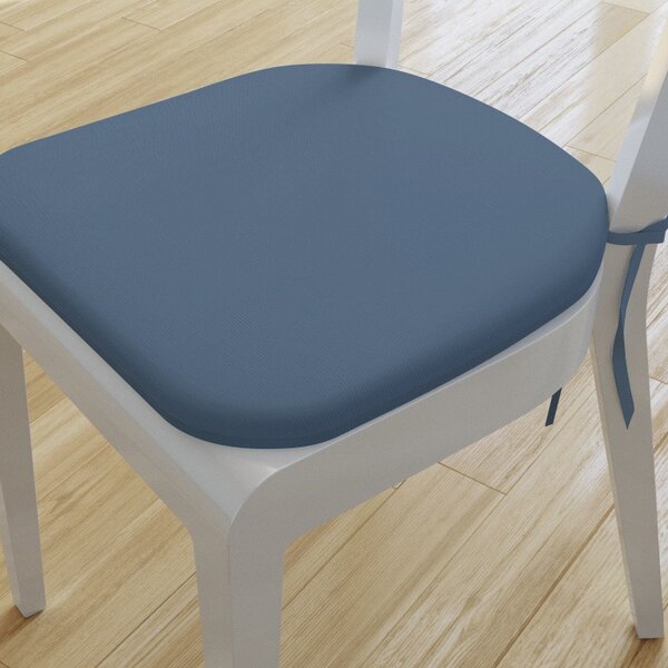 Goldea zaokrąglona poduszka na krzesło 39x37 cm loneta - szaro-niebieska 39 x 37 cm