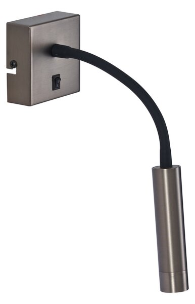 Nowoczesny kinkiet w kolorze metalu z portem USB-C - Gosna