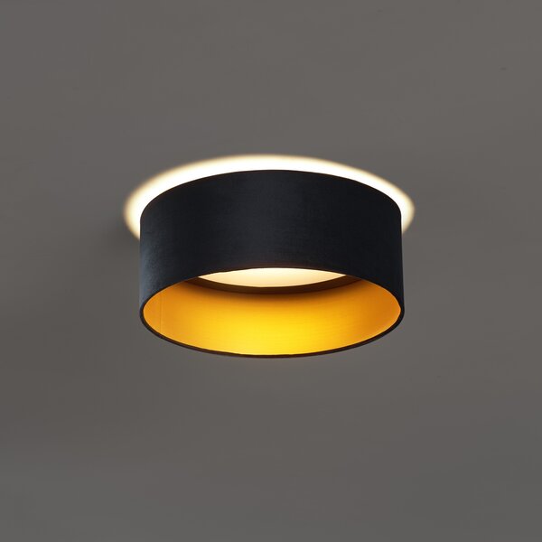 Nowoczesna lampa sufitowa czarny aksamit 40 cm z LED z 3-stopniowym ściemnianiem - Sue